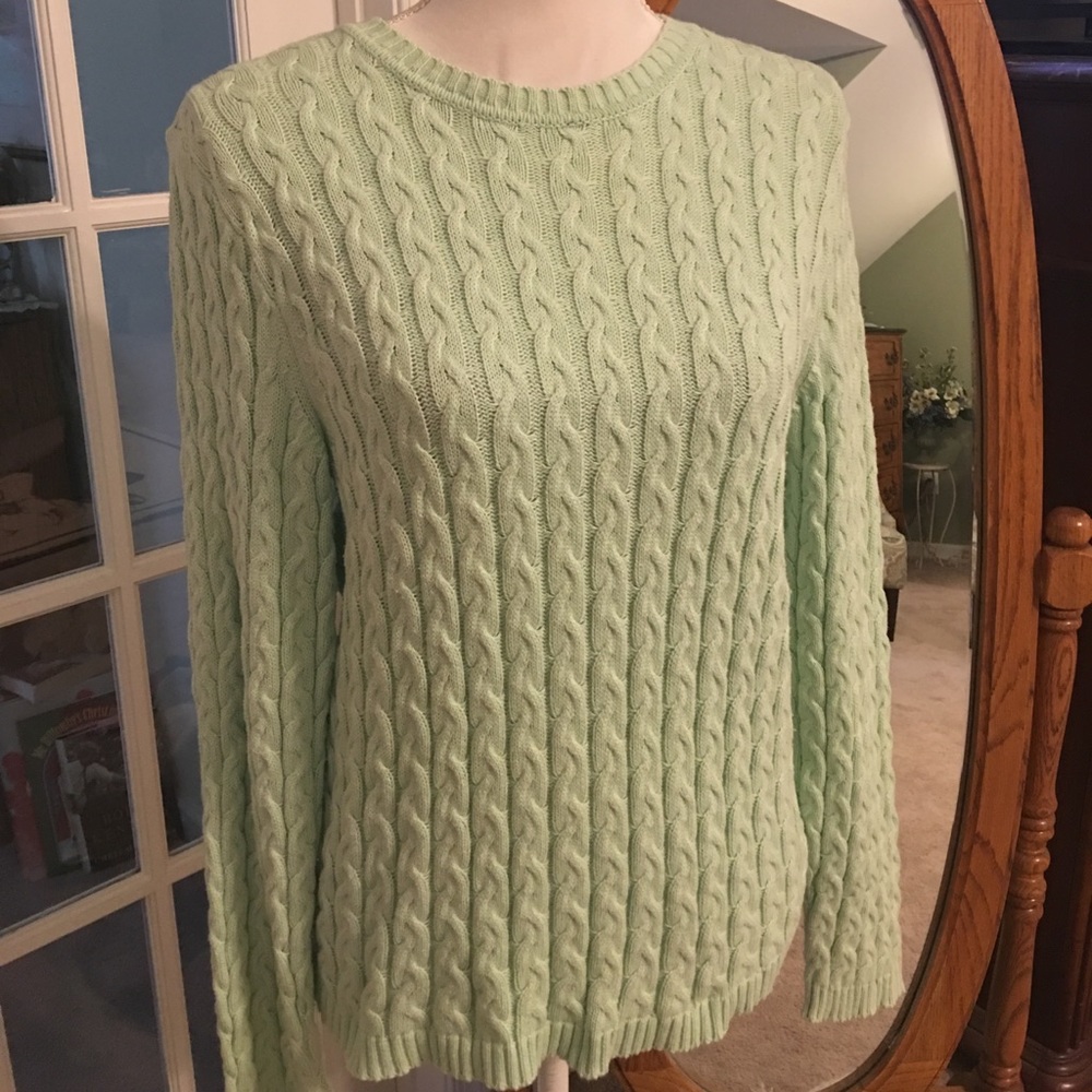Light green cable pullover sweater